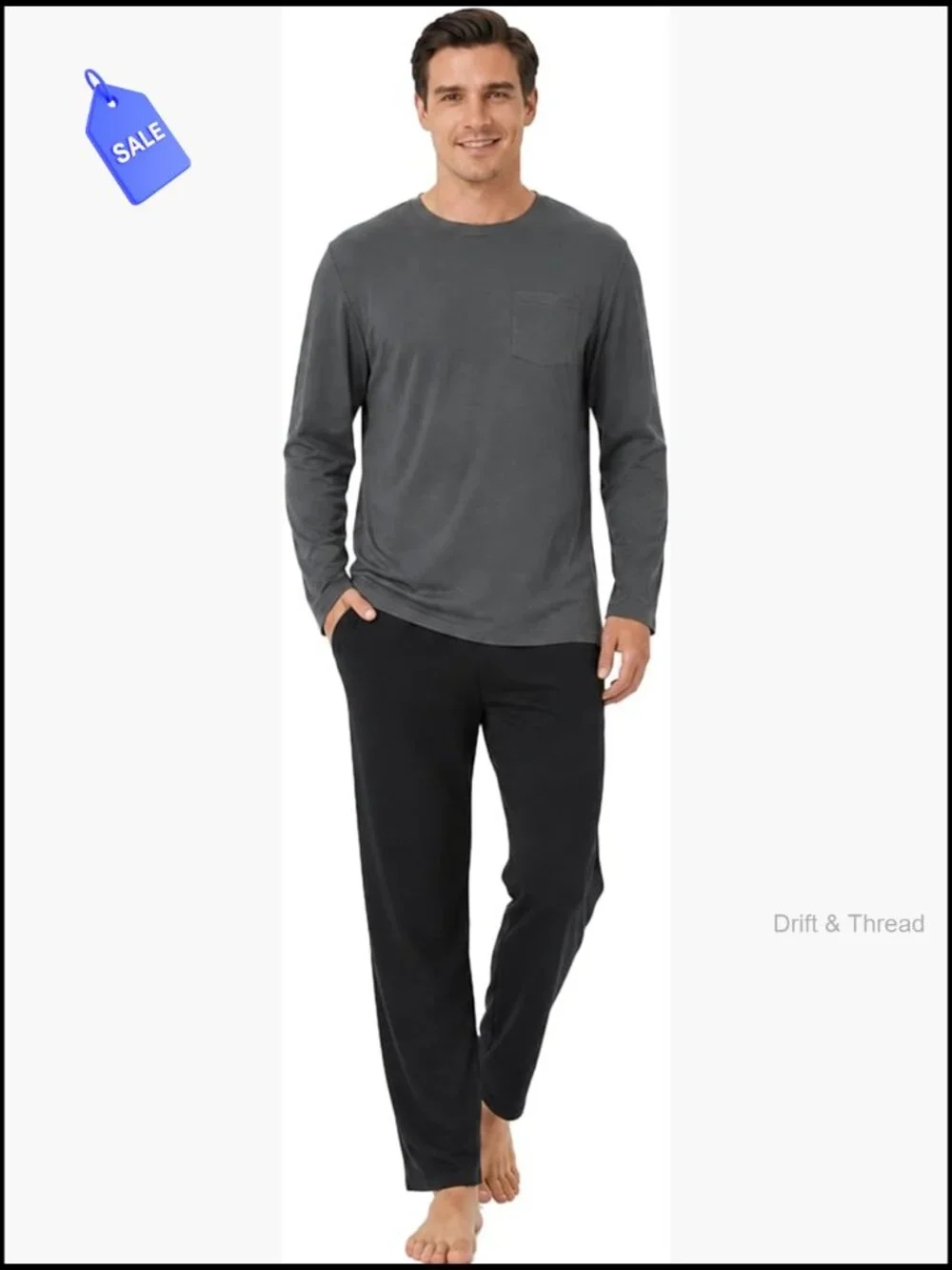 Men's Soft Striped Pajama Set, Long Sleeve, Full Length Pants, 2 Piece Lounge
